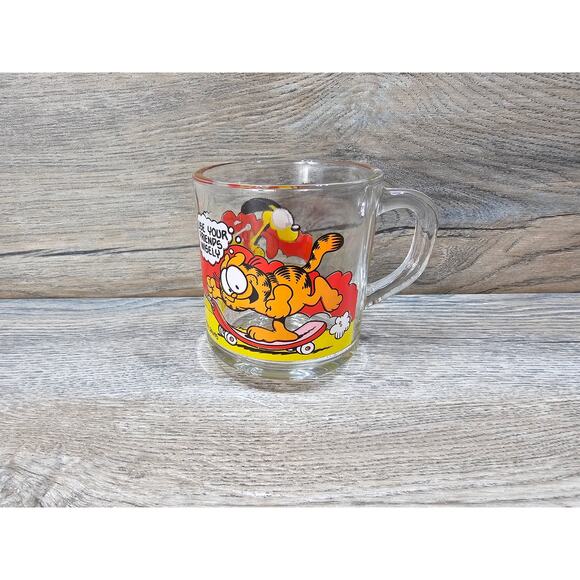 Garfield Use Your Friends Wisely Glass Coffee Mug Cup 1978 Jim Davis - Picture 1 of 7